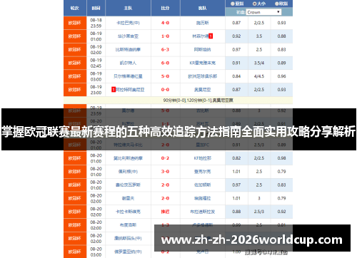 掌握欧冠联赛最新赛程的五种高效追踪方法指南全面实用攻略分享解析